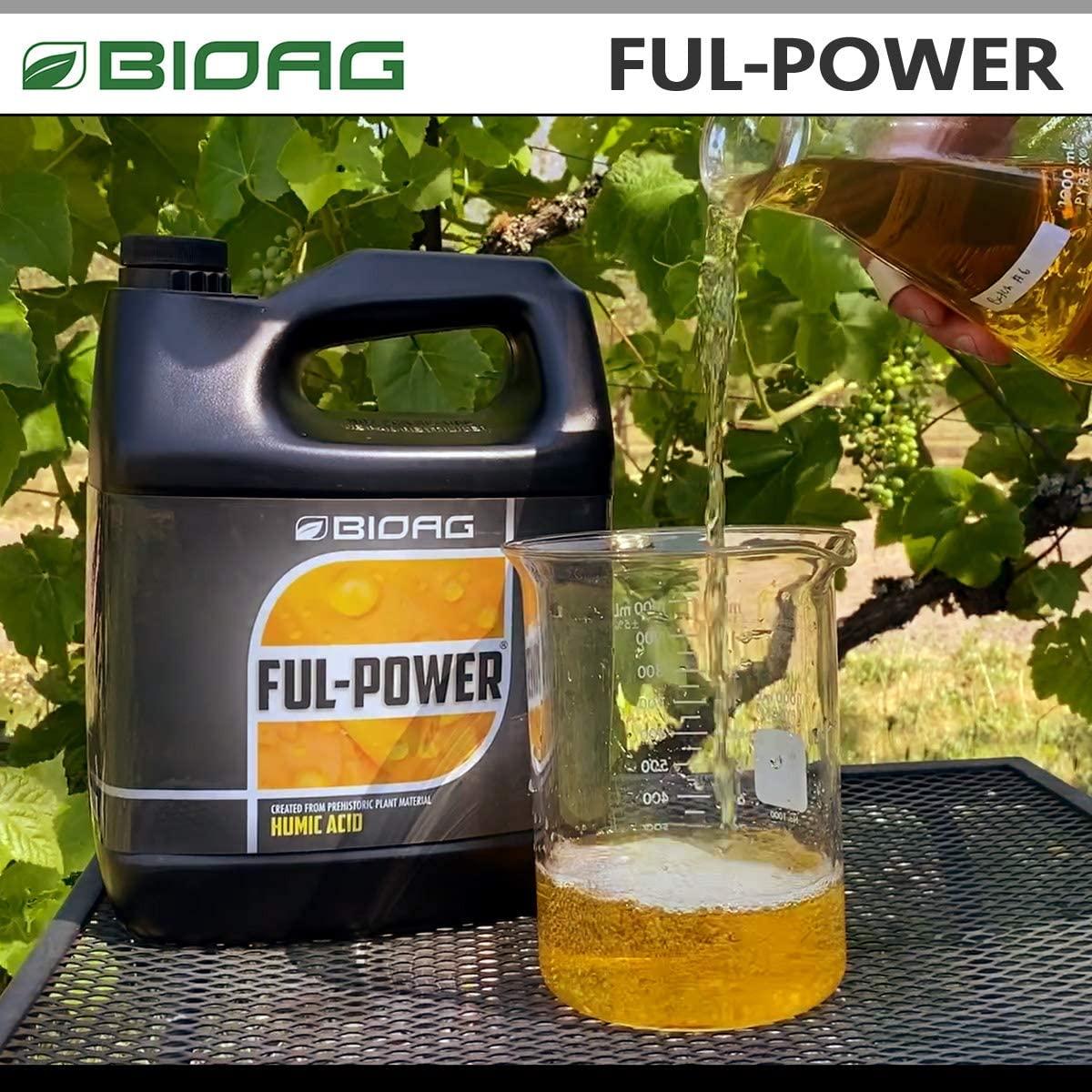 BIOAG Ful-Power Liquid Organic Humic Acid Amendment - Ful-Power Increases Yield in Hydroponics, Soil, Soilless Media - Plant Nutrient (2.5 gal)