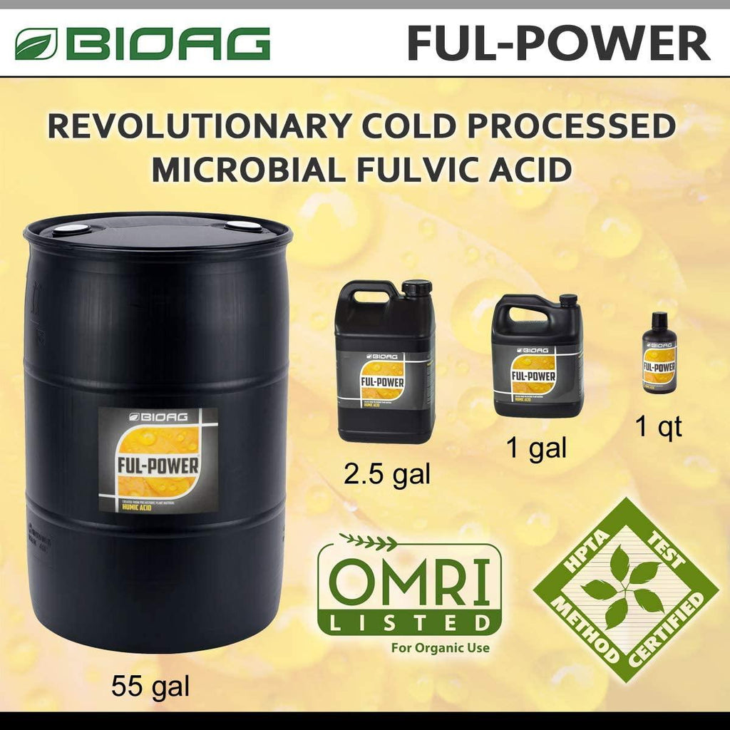 BIOAG Ful-Power Liquid Organic Humic Acid Amendment - Ful-Power Increases Yield in Hydroponics, Soil, Soilless Media - Plant Nutrient (2.5 gal)