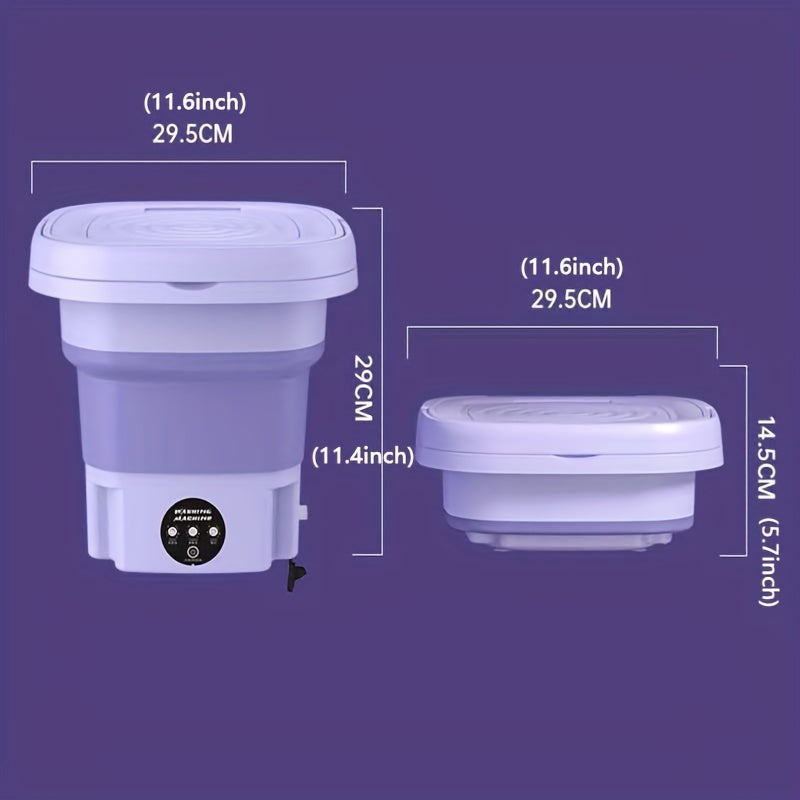 Portable Foldable Mini Washing Machine 8L High Capacity With 3 Modes Deep Cleaning Half Automatic Washt Soft Spin Dry For RV Travel, Camping