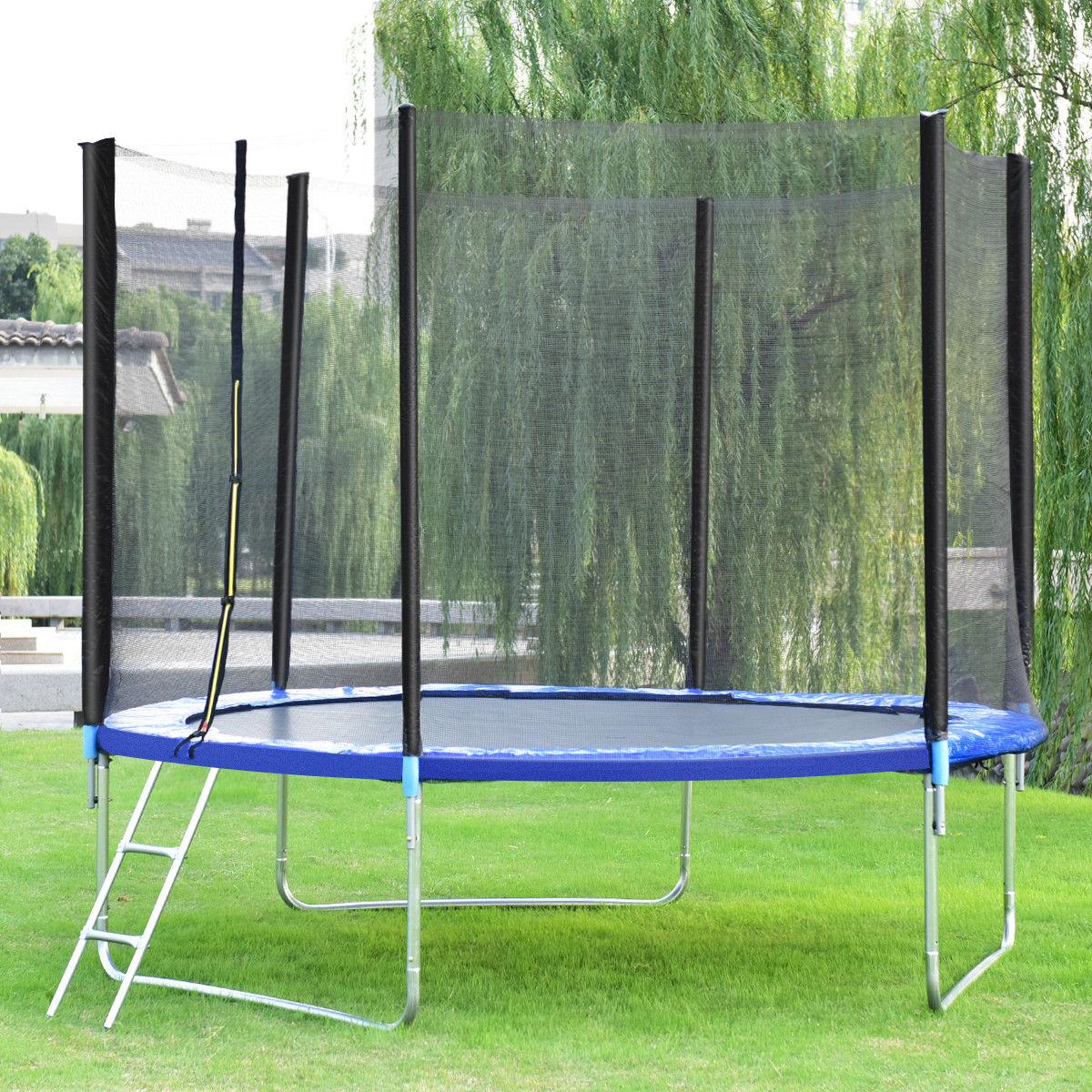 Gymax 10 FT Trampoline Combo Bounce Jump Safety Enclosure Net W/Spring Pad Ladder