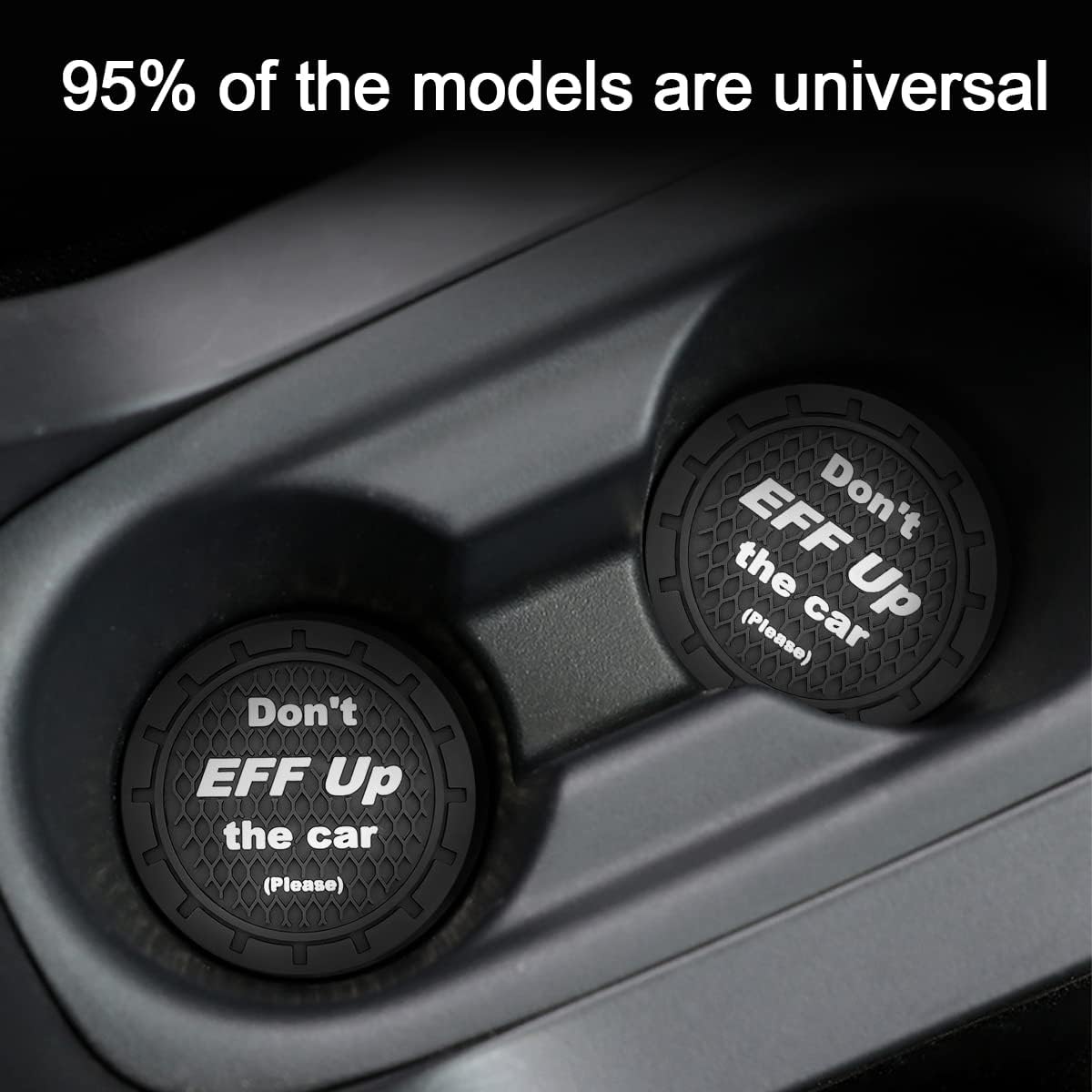 8sanlione 2 Pack Car Cup Holder Coasters, 2.75 Inch Non-Slip PVC Insert Cup Coaster, Anti-Scratch Auto Cup Mats for Women Men, Vehicle Interior Accessories Universal for Car, SUV, Truck (A Black/2PCS)