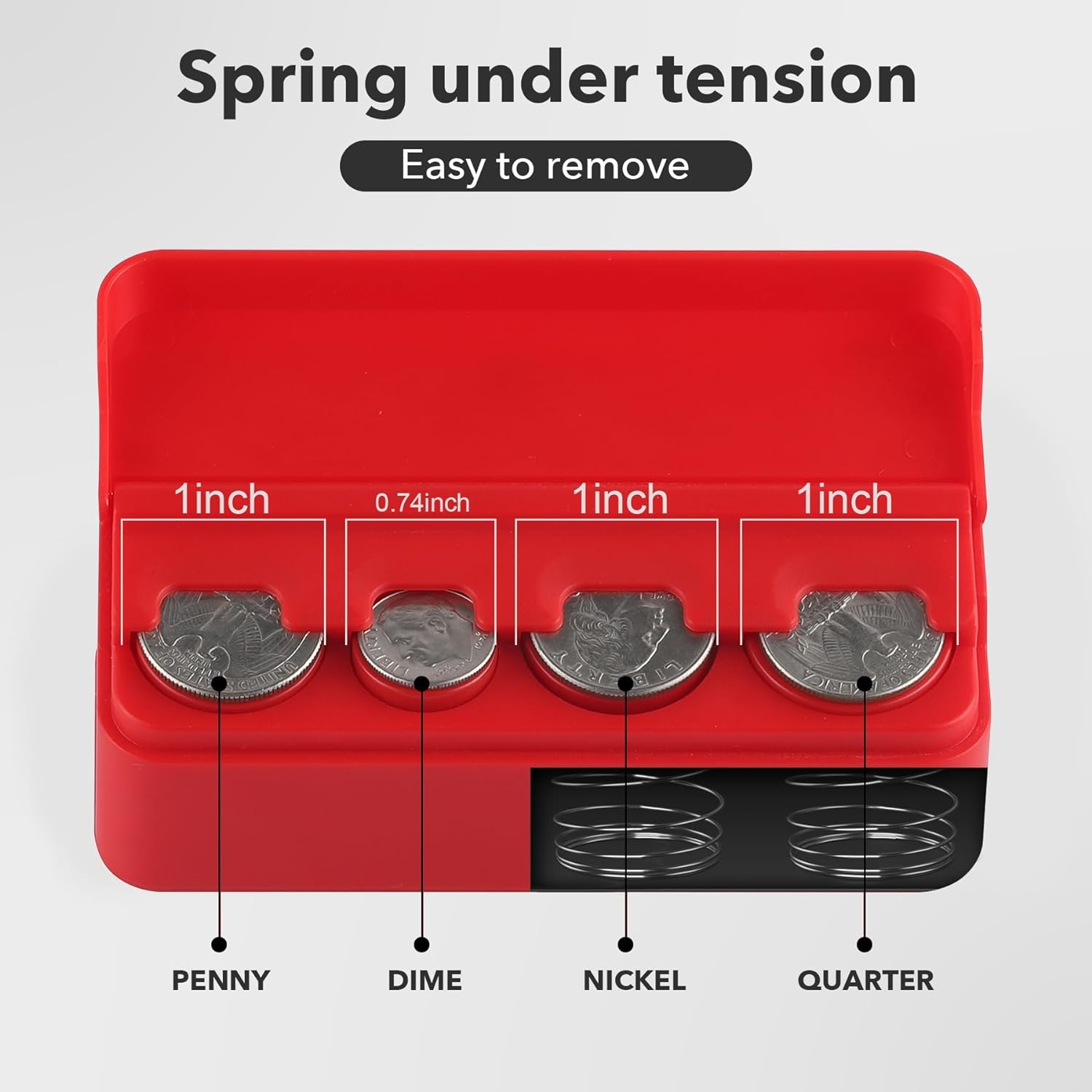 SINGARO Coin Holder for Car, Universal Car Coin Change Organizer, Car Coin Holder Compatible with Coins of Different Sizes, Car Interior Accessories, Suitable for Most Cars, Trucks(Red，2 Pack)