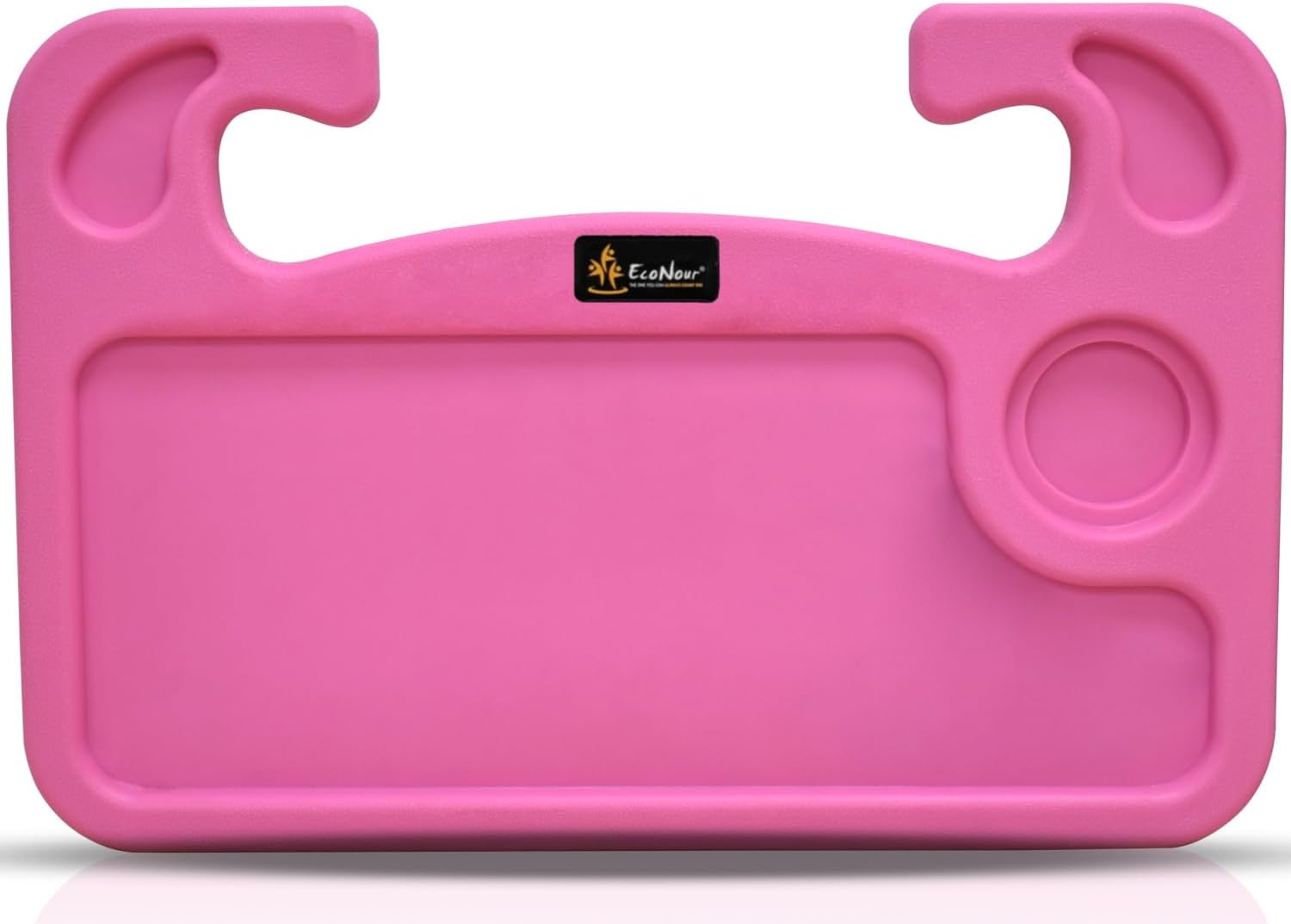EcoNour 2 in 1 Car Steering Wheel Desk | Steering Wheel Tray for Laptop and Food | Pink Car Table Tray for Eating with Drinks Holder | Pink Car Accessories