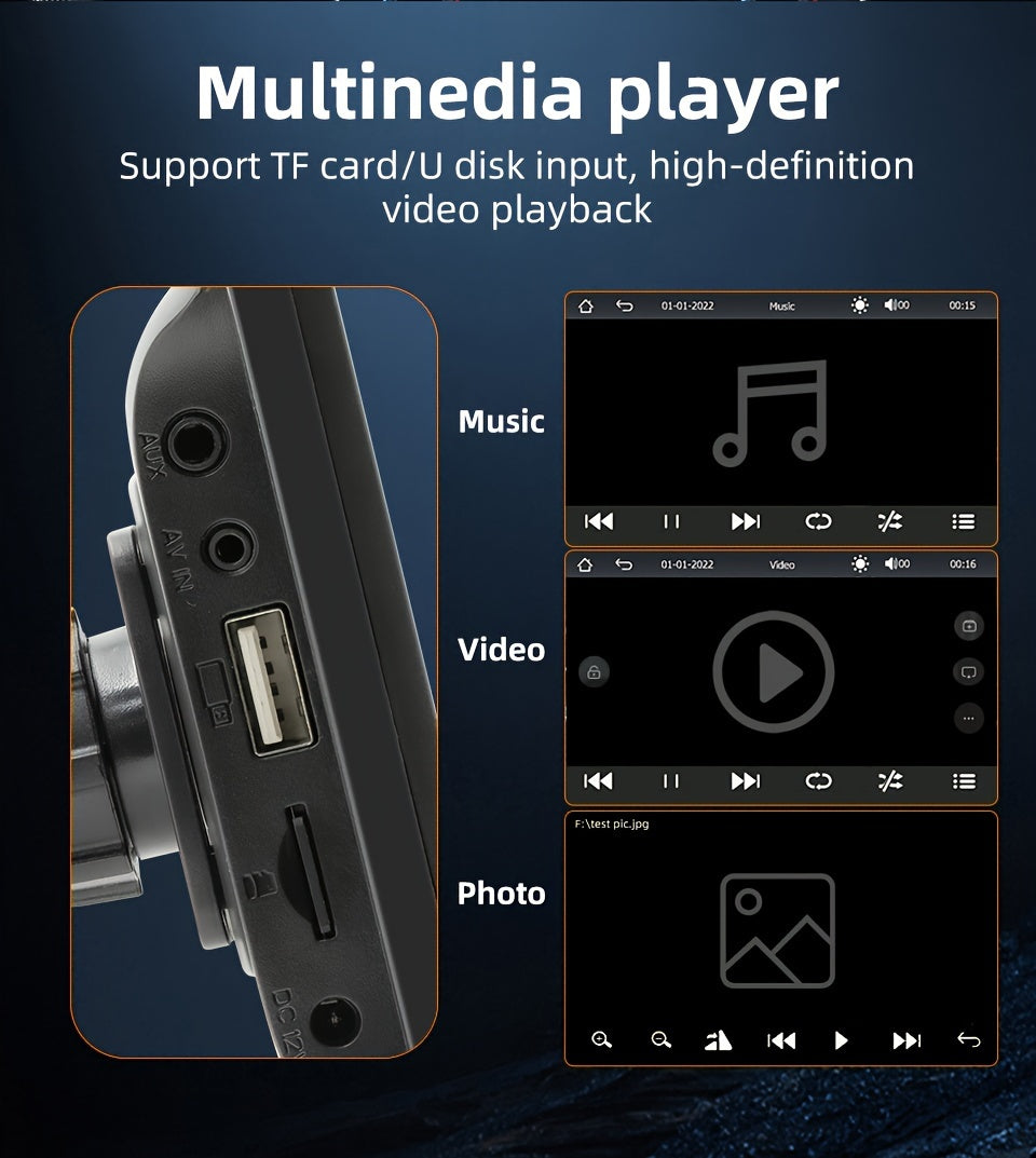 Car Stereo, Portable Wireless 7"Touch Screen For Android Auto Automatic Multimedia Player, Navigation Screen