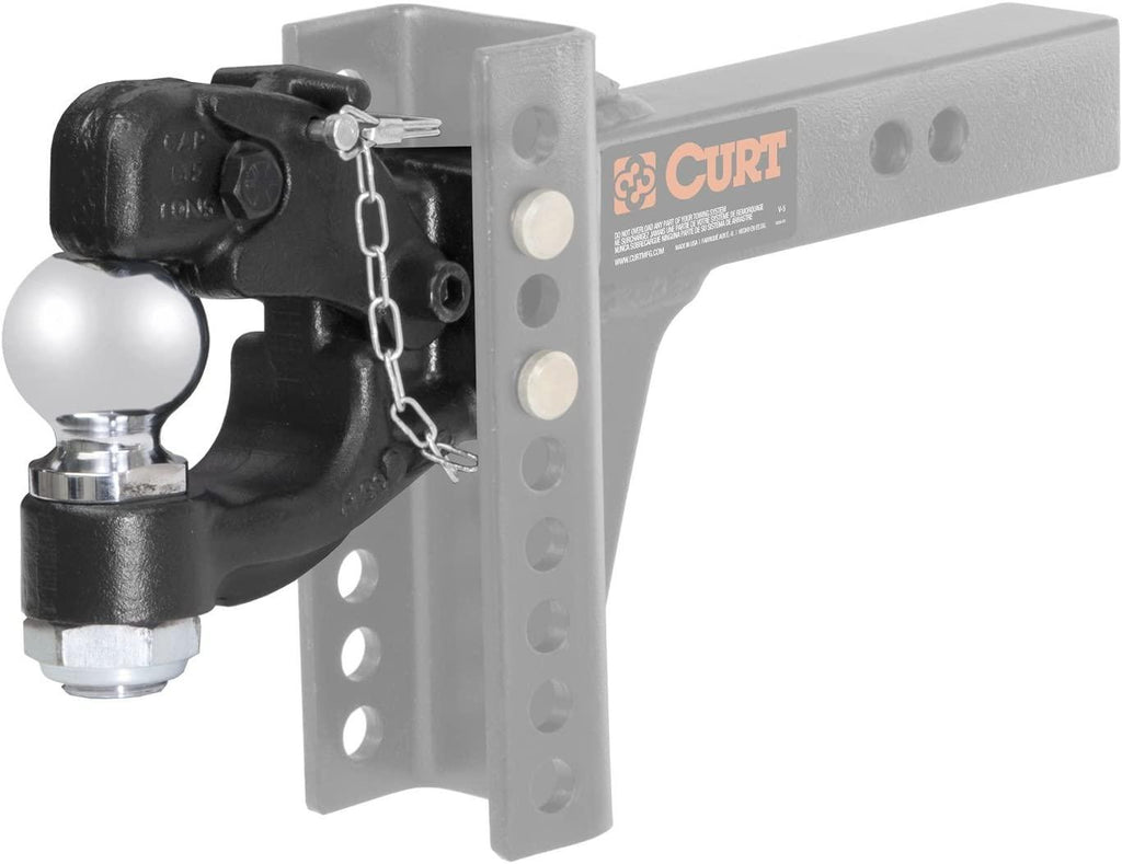 CURT 45920 Channel Mount Pintle Attachment with 2-5/16-Inch Ball, 13,000 lbs, Shank Required , Black