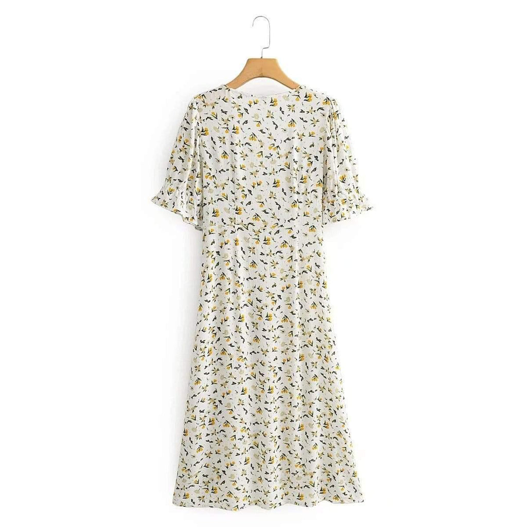 vintage white petal midi dress