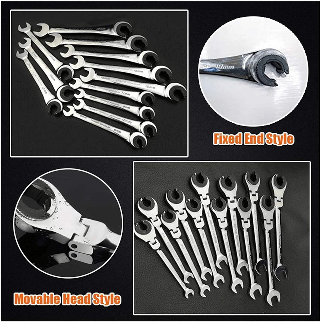 Without Allen Wrench Set Allen Wrench Tubing Ratchet Wrench Moving Head Ratchet Wrench Tools for Car Vehicle Auto Replacement Parts Hand Tool Manual Car (Color : Fixed Head 12 pcs)