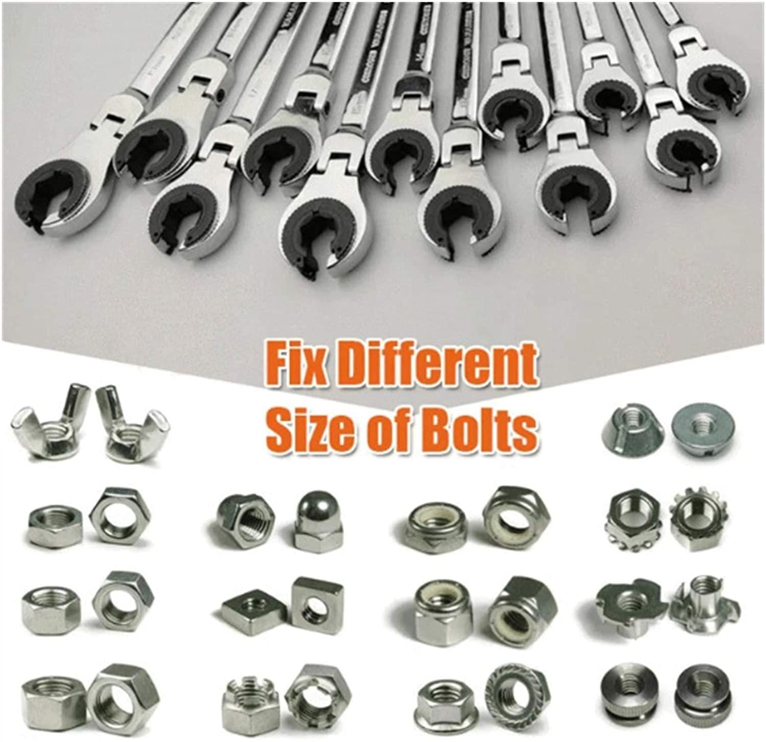 Without Allen Wrench Set Allen Wrench Tubing Ratchet Wrench Moving Head Ratchet Wrench Tools for Car Vehicle Auto Replacement Parts Hand Tool Manual Car (Color : Fixed Head 12 pcs)