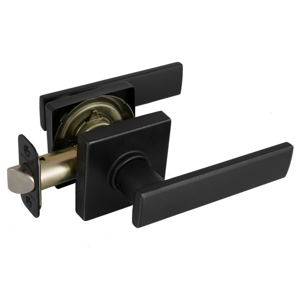 WestMatte Black Hall/Closet Door Lever with Square Rose