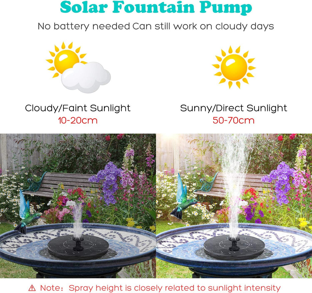 Mademax Solar Bird Bath Fountain Pump, Upgrade Solar Fountain with 6 Nozzle, Free Standing Floating Solar Powered Water Fountain Pump for Bird Bath, Garden, Pond, Pool, Outdoor