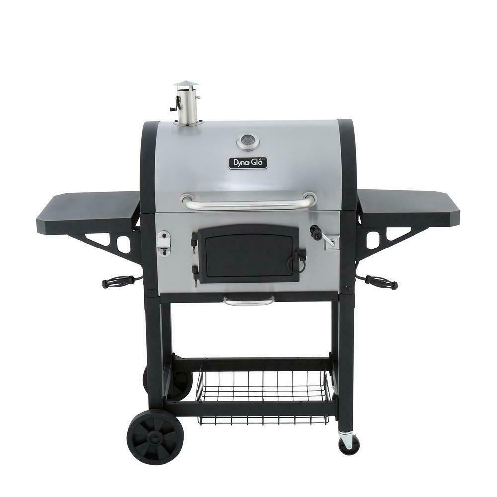 Grill Porcelain-Enameled Cast Iron Cart Style in Black and  Steel