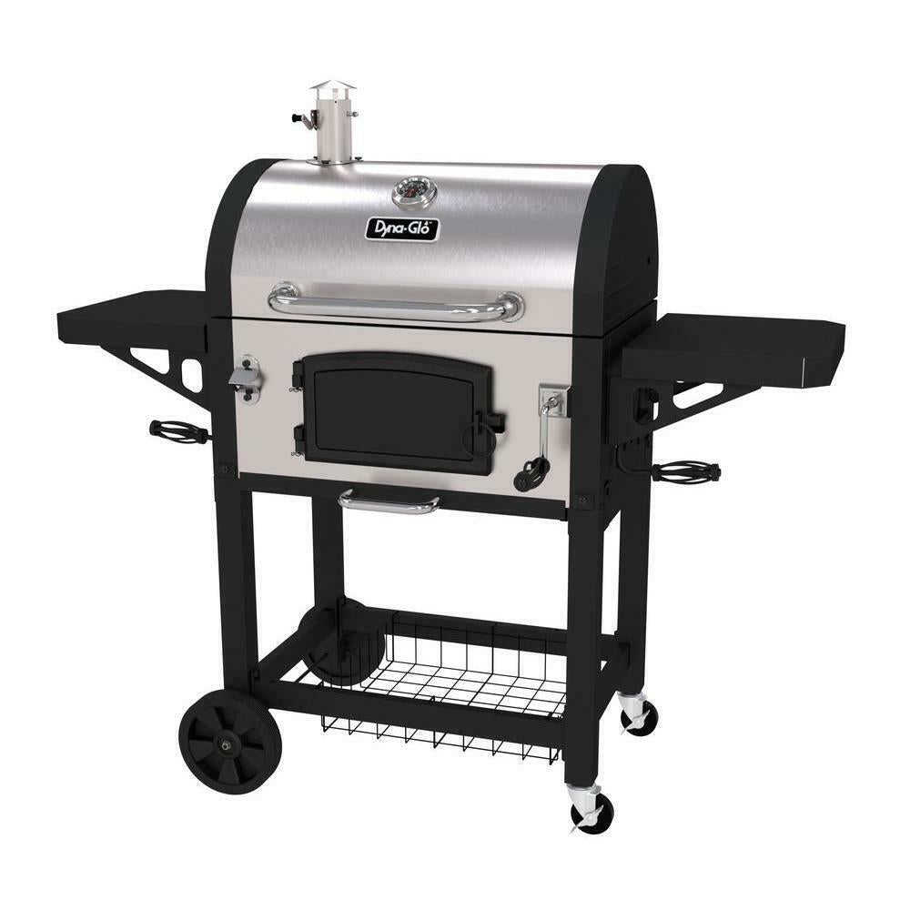 Grill Porcelain-Enameled Cast Iron Cart Style in Black and  Steel