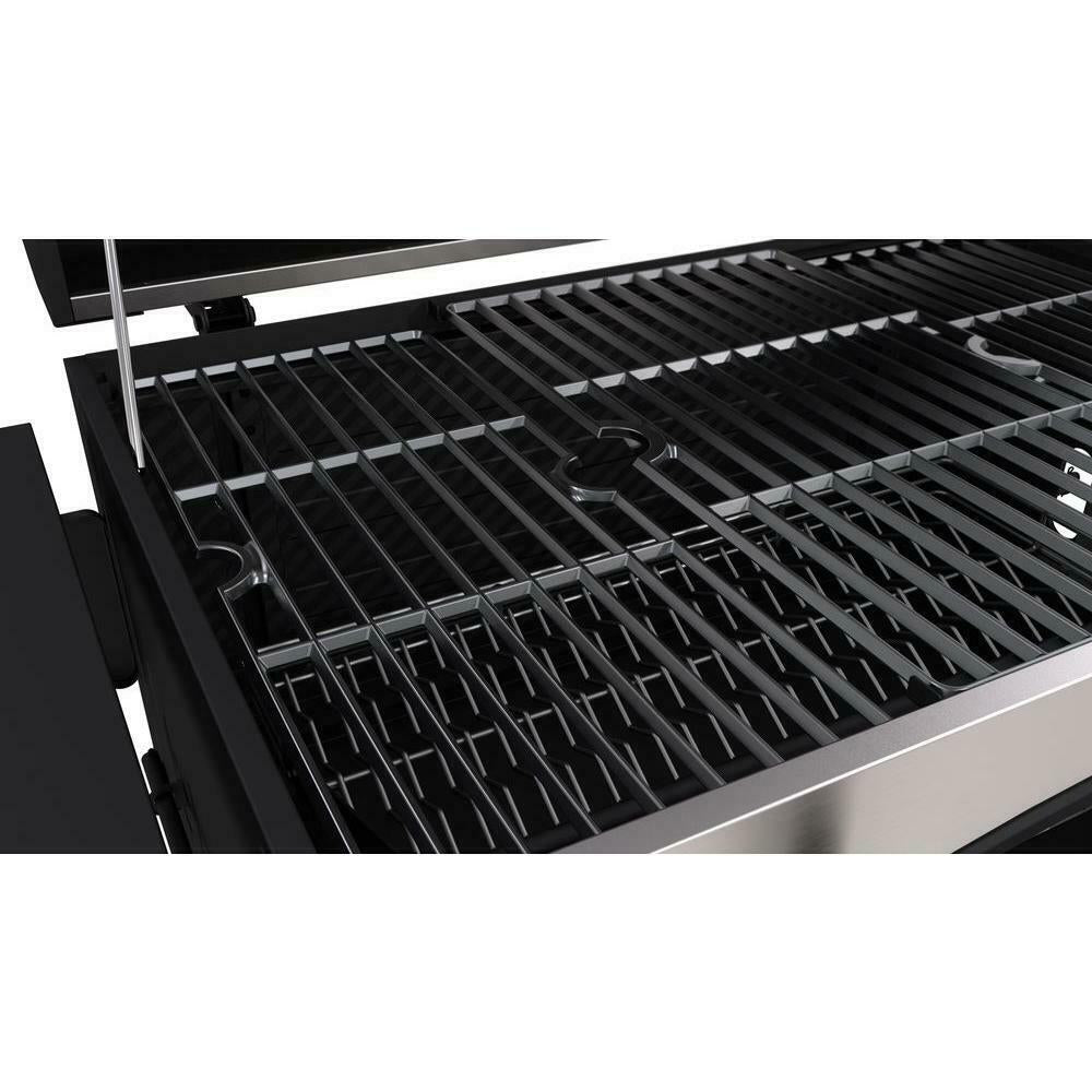 Grill Porcelain-Enameled Cast Iron Cart Style in Black and  Steel