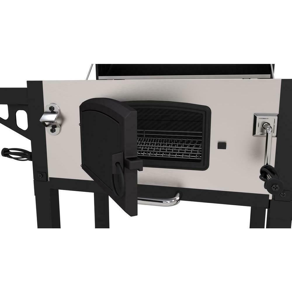 Grill Porcelain-Enameled Cast Iron Cart Style in Black and  Steel