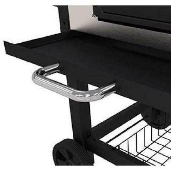 Grill Porcelain-Enameled Cast Iron Cart Style in Black and  Steel