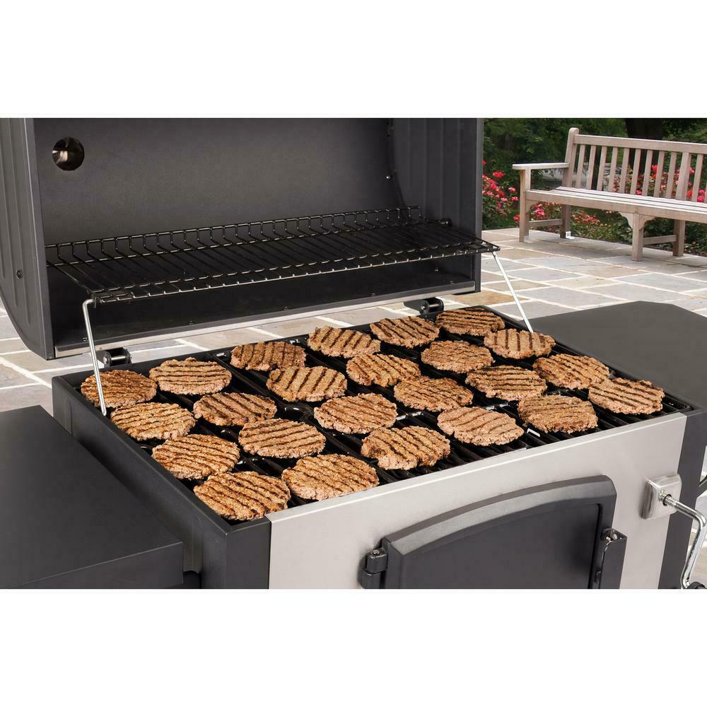Grill Porcelain-Enameled Cast Iron Cart Style in Black and  Steel