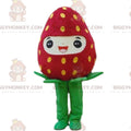 Giant Smiling Strawberry BIGGYMONKEYMascot Costume, Red Fruit Costume