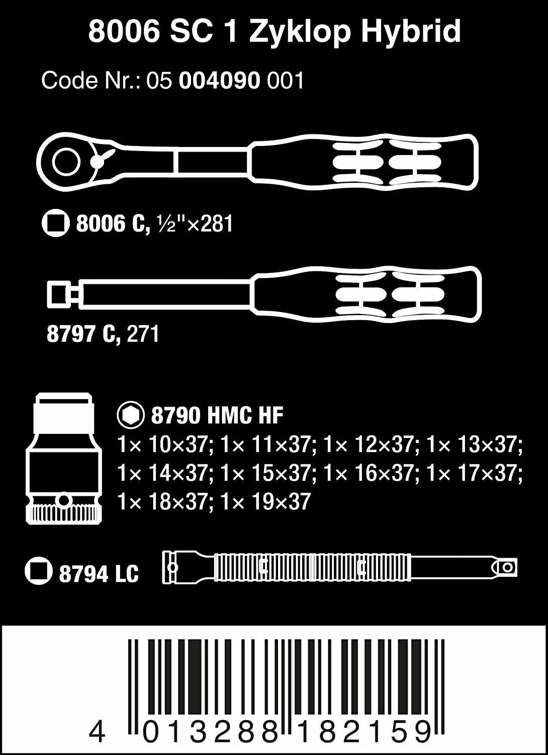 8006 SC 1 Zyklop Hybrid-Knarrensatz, 1/2 -Antrieb, Metrisch