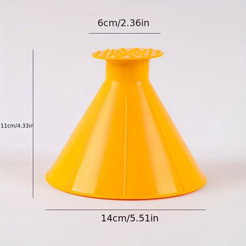 1pc Car Window Windshield Magic Ice Scraping Oil Funnel Snow Shovel + 1pair Gloves, Ice Removal Tool Scraping Winter Car Accessories