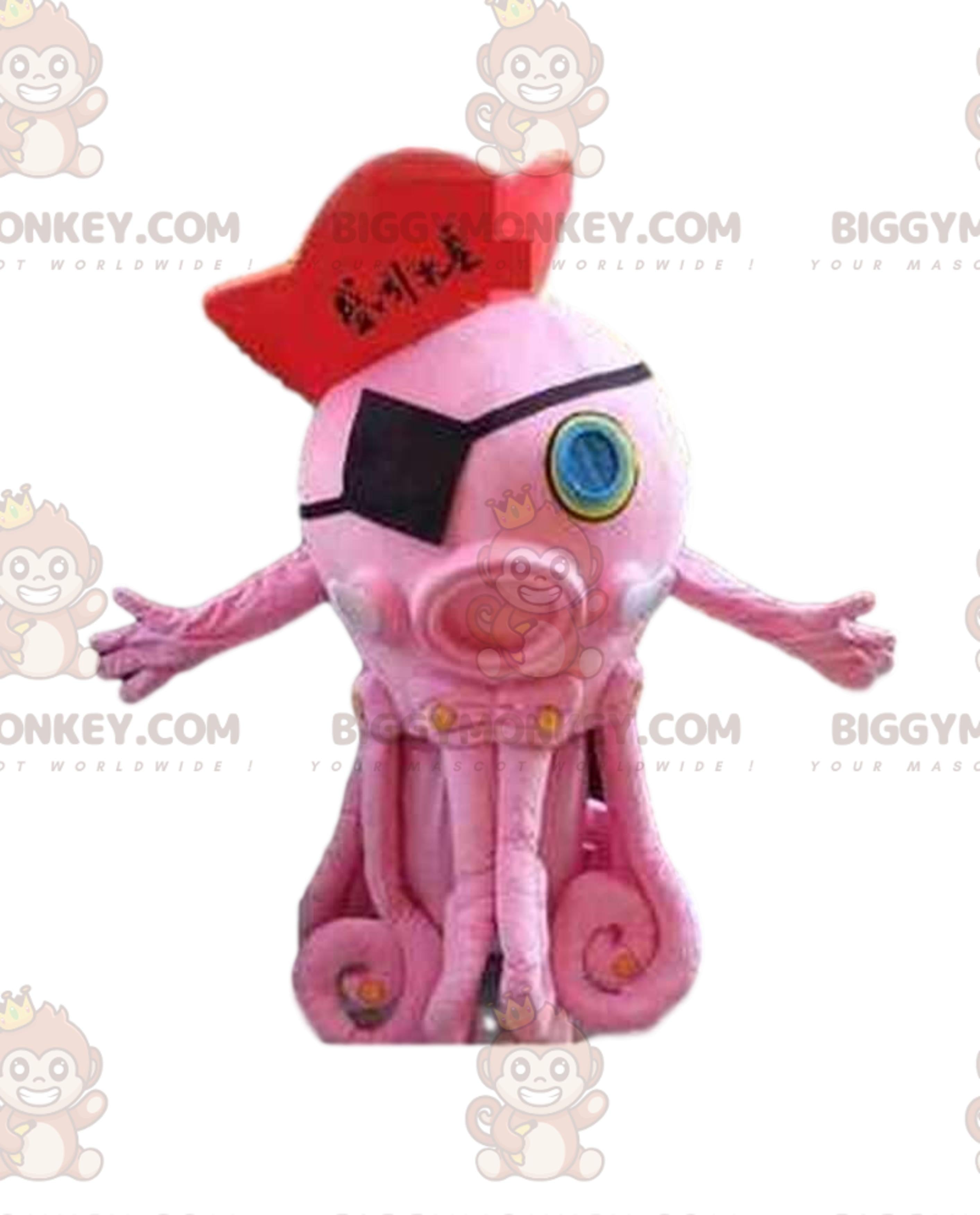 Pink octopus BIGGYMONKEYmascot costume, octopus costume, pirate fancy dress