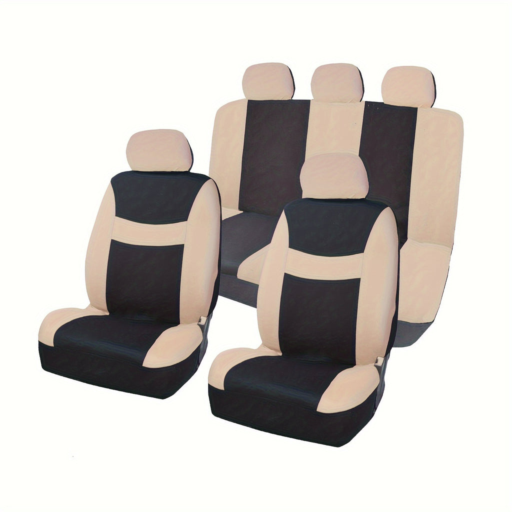 9pcs Polyester Fabric Car Seat Cover Universal Style Multi-color