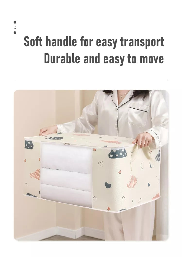 LarCapacity Clothes StoraBag Organizer With Reinforced Handle, Suitable For Blankets, Bedding, Foldable With Sturdy Zipper, Clear Window Christmas, Halloween, Thanksgiving Gift