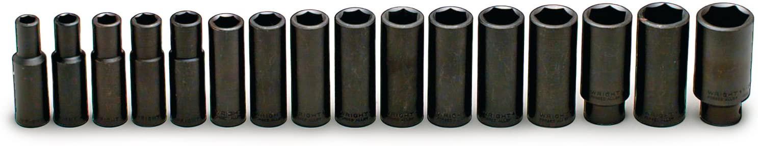 Wright Tool 467 16-Piece 6-Point Deep Impact Metric Socket Set