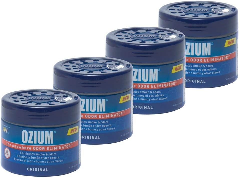 Ozium Smoke &amp; Odors Eliminator Gel. Home, Office and Car Air Freshener 4.5oz (127g), Original Scent (Pack of 4)