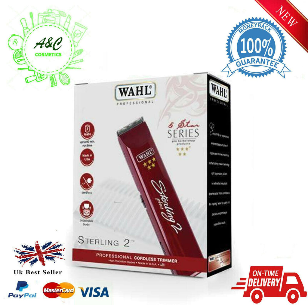 Wahl Sterling 2 Plus 5* Professional Rechargeable Cordless Trimmer (UK Plug)