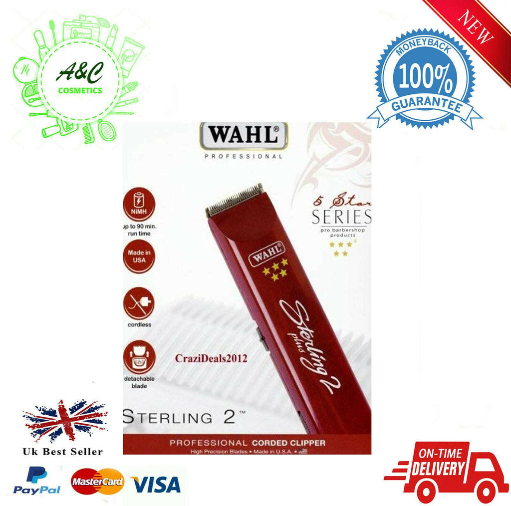 Wahl Sterling 2 Plus 5* Professional Rechargeable Cordless Trimmer (UK Plug)