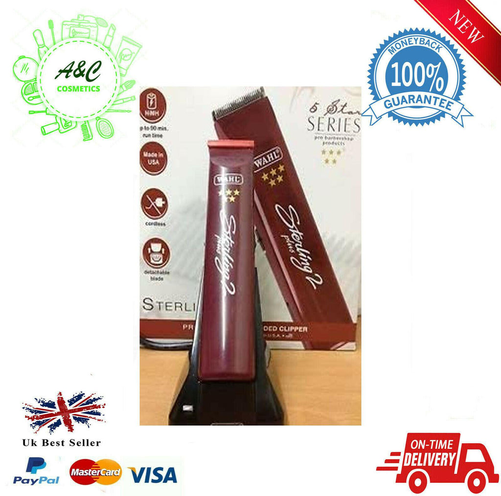 Wahl Sterling 2 Plus 5* Professional Rechargeable Cordless Trimmer (UK Plug)