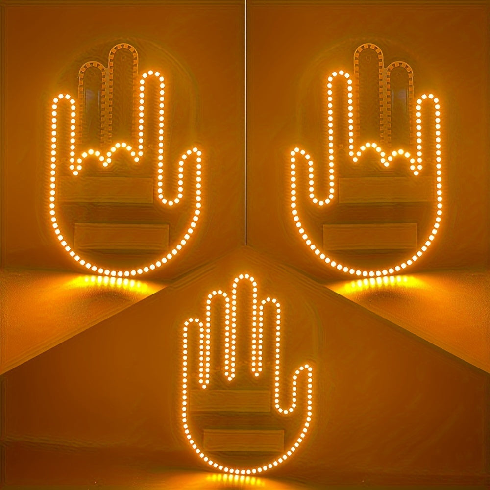 LED Illuminated Gesture Light Car Finger Light With Remote Road RaSigns Middle Finger Gesture Light Hand Lamp