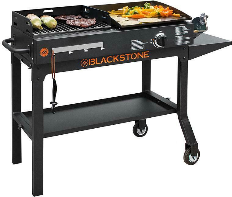Griddle and Charcoal Grill Combo Flat Top Gas Hibachi Station BBQ NEW