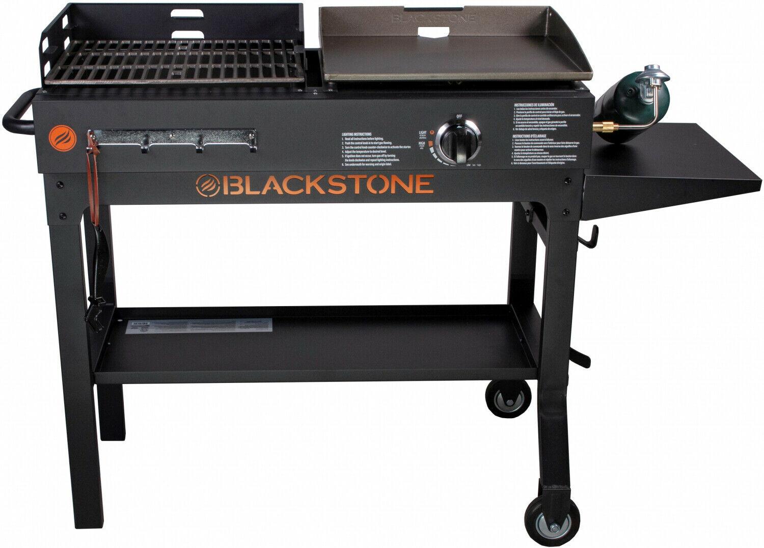 Griddle and Charcoal Grill Combo Flat Top Gas Hibachi Station BBQ NEW