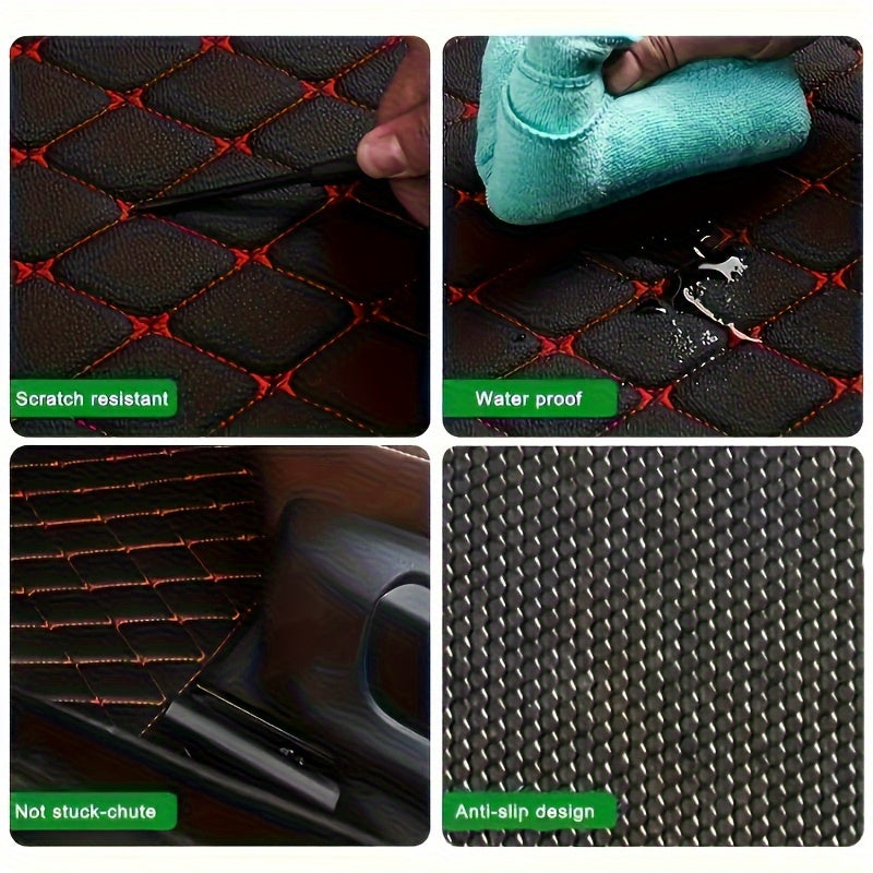 5pcs Car Floor Mats, Universal Waterproof Front &amp; Rear Seats Floor Mats, PU Leather Car Interior Accessories