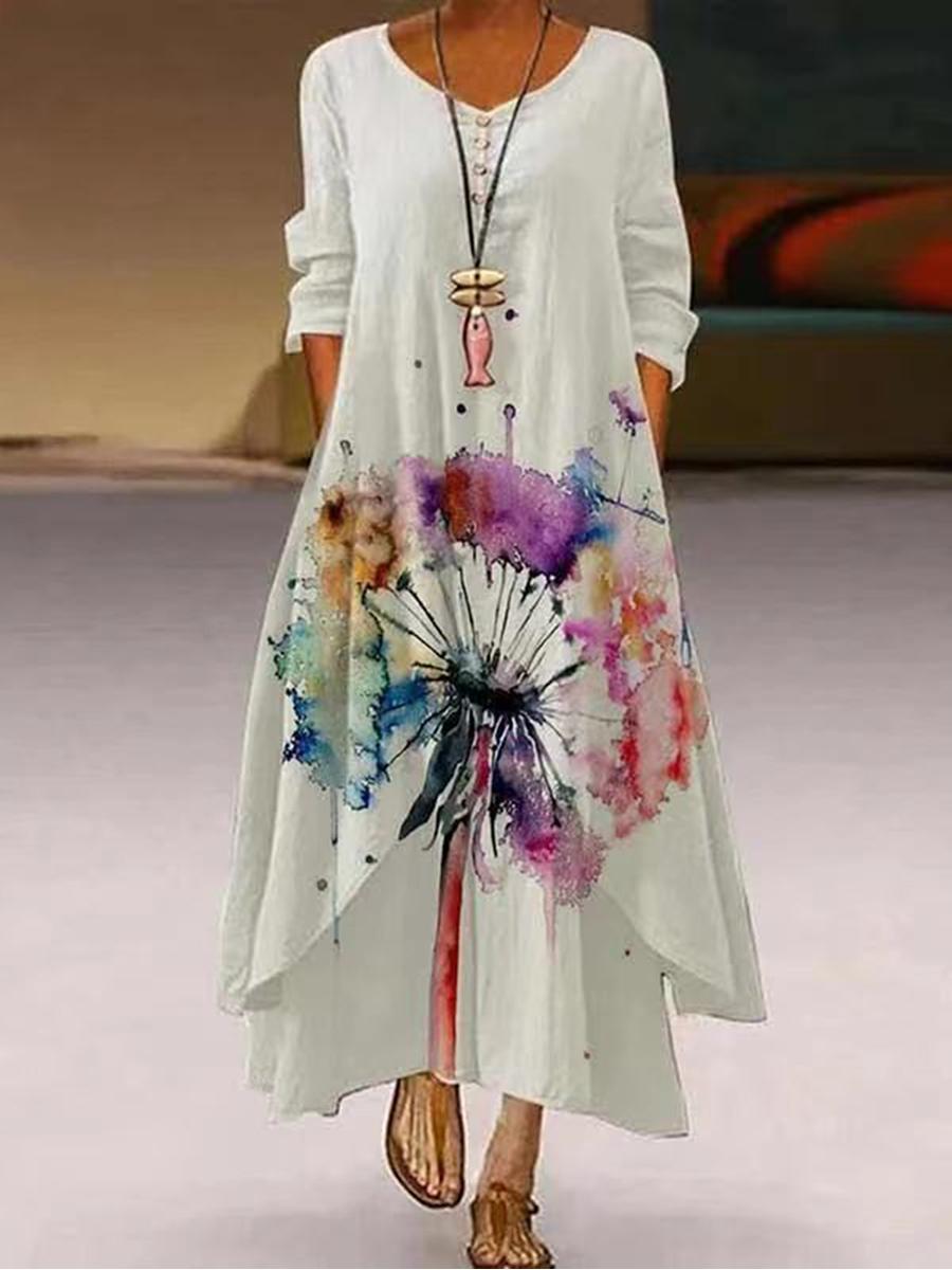 Variety Of Multi-Color Printing Irregular Dress