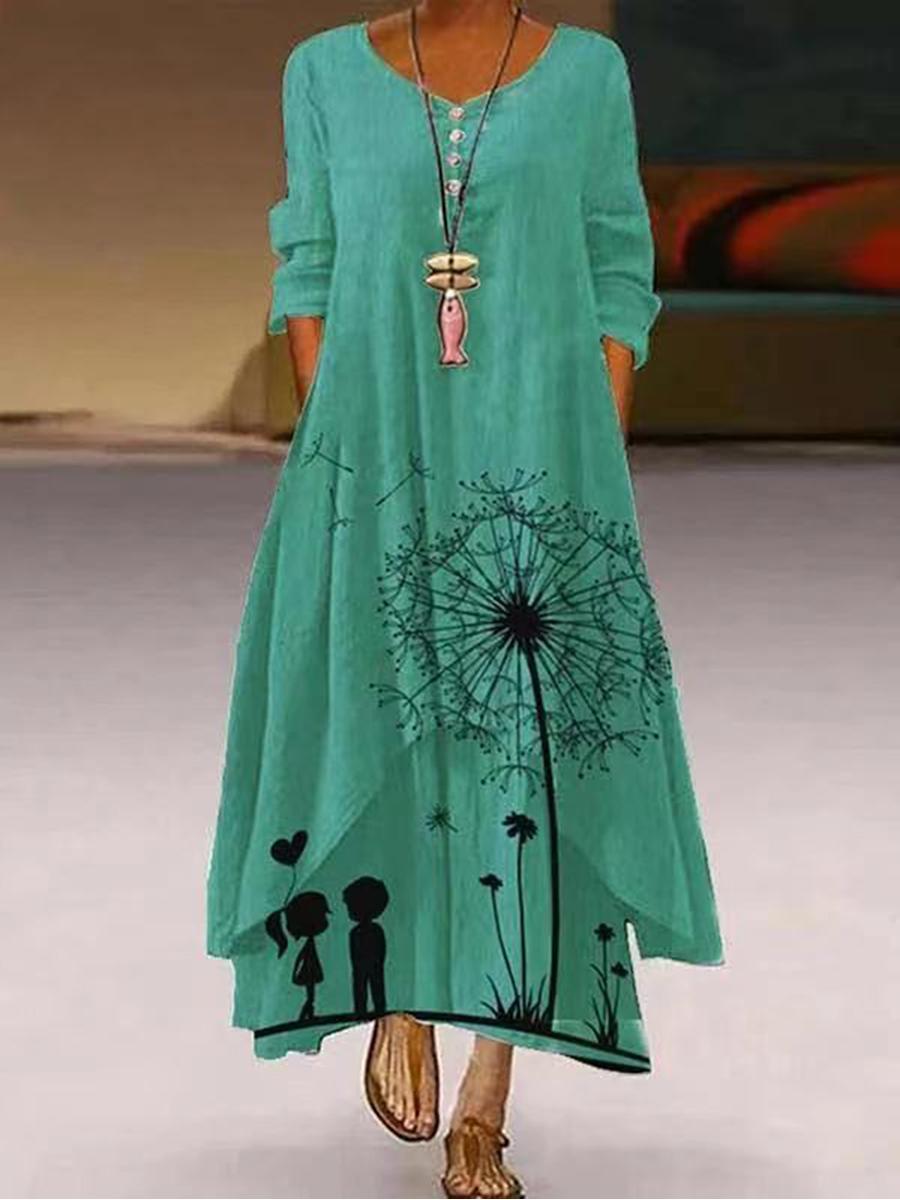 Variety Of Multi-Color Printing Irregular Dress