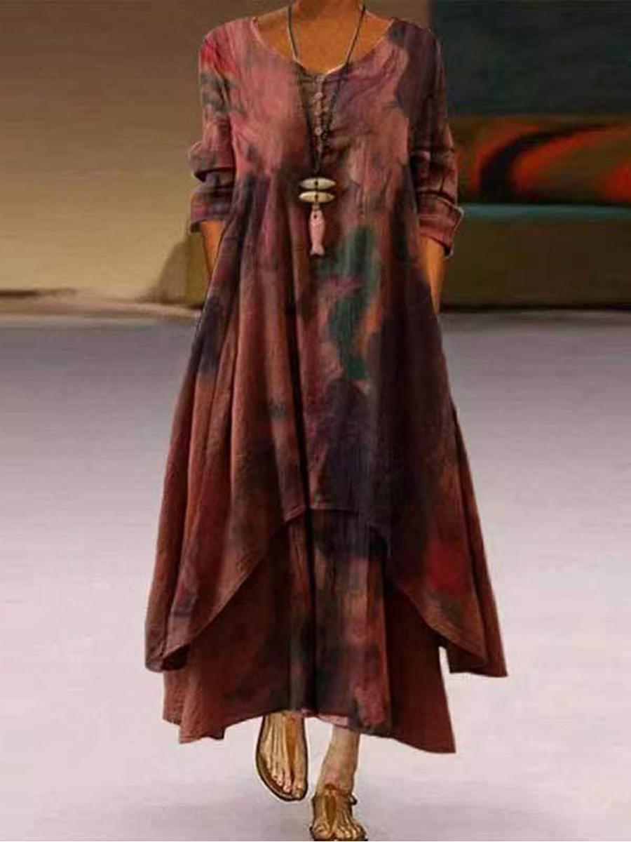Variety Of Multi-Color Printing Irregular Dress