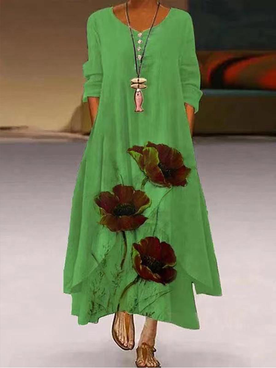 Variety Of Multi-Color Printing Irregular Dress