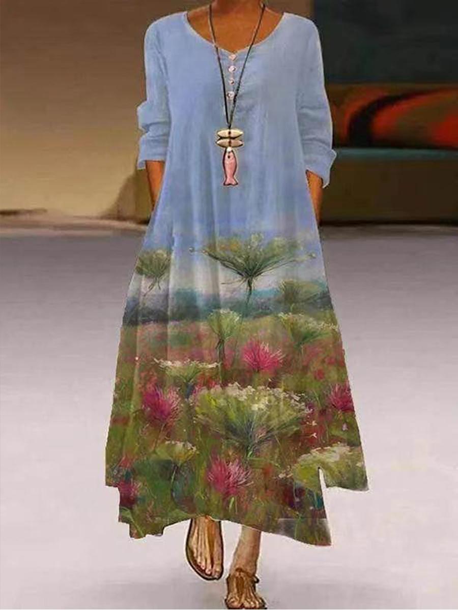 Variety Of Multi-Color Printing Irregular Dress