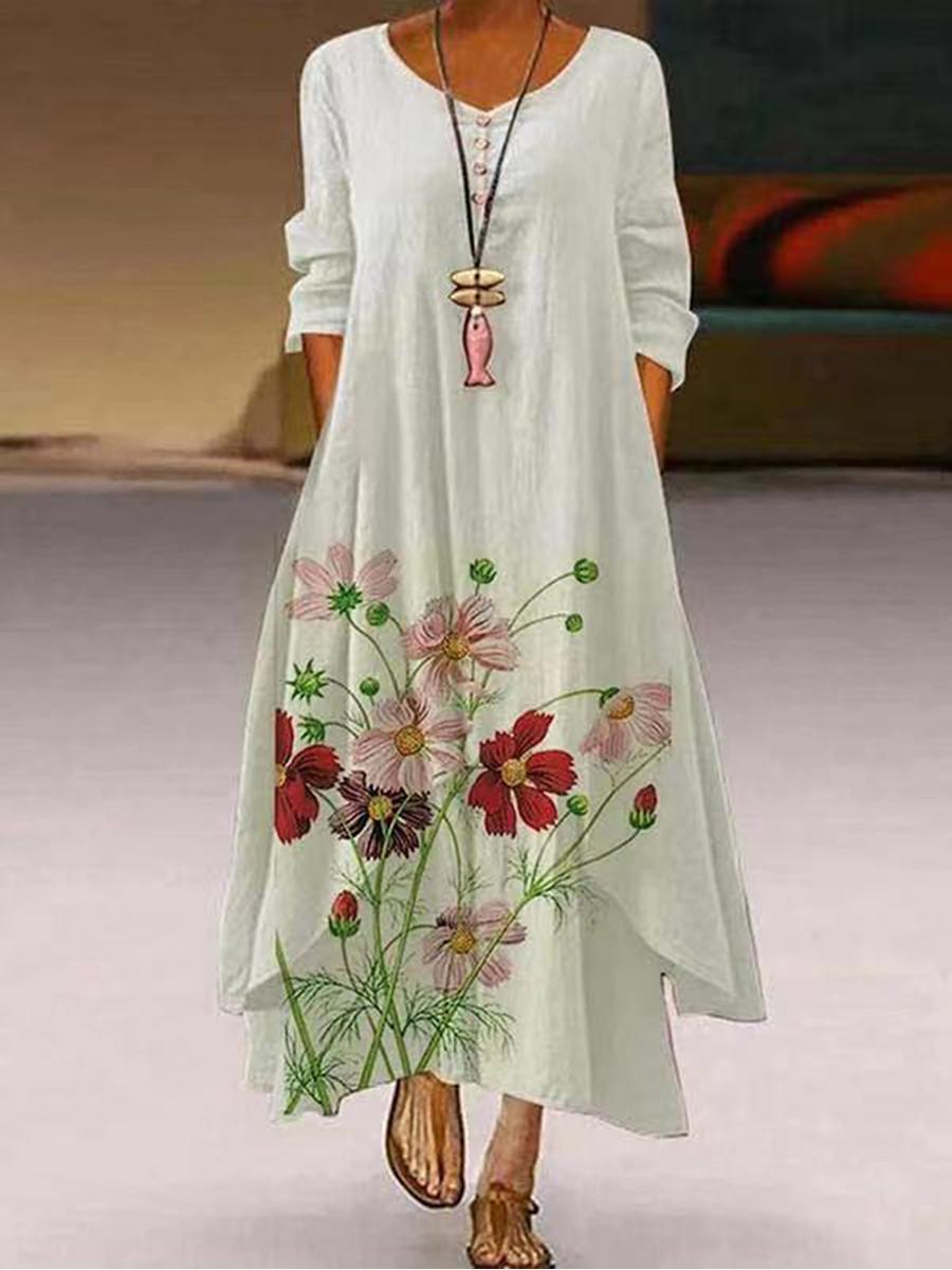 Variety Of Multi-Color Printing Irregular Dress