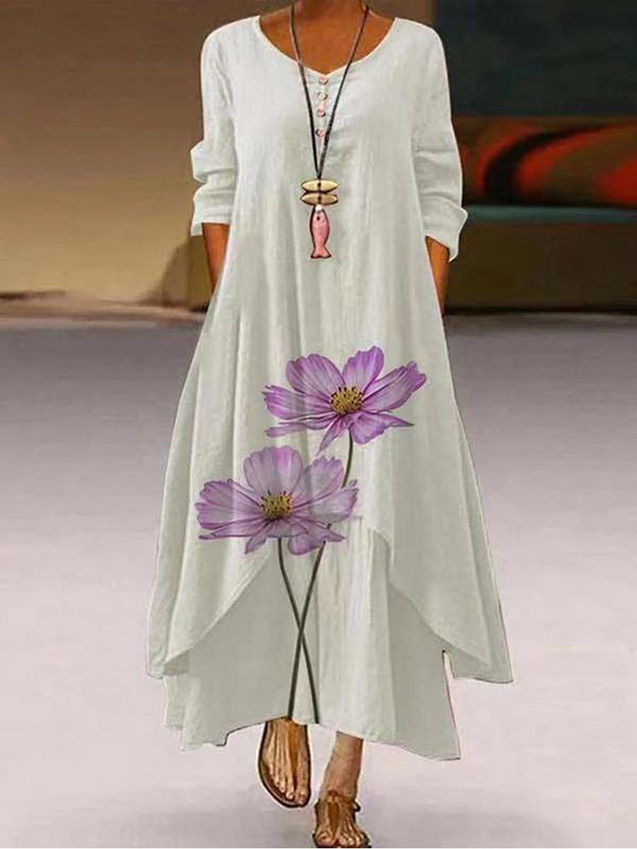 Variety Of Multi-Color Printing Irregular Dress