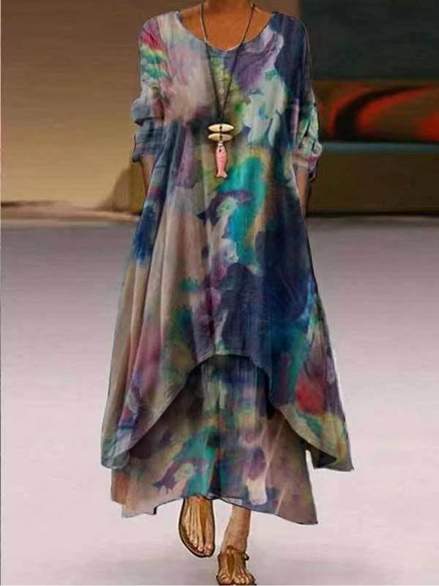 Variety Of Multi-Color Printing Irregular Dress