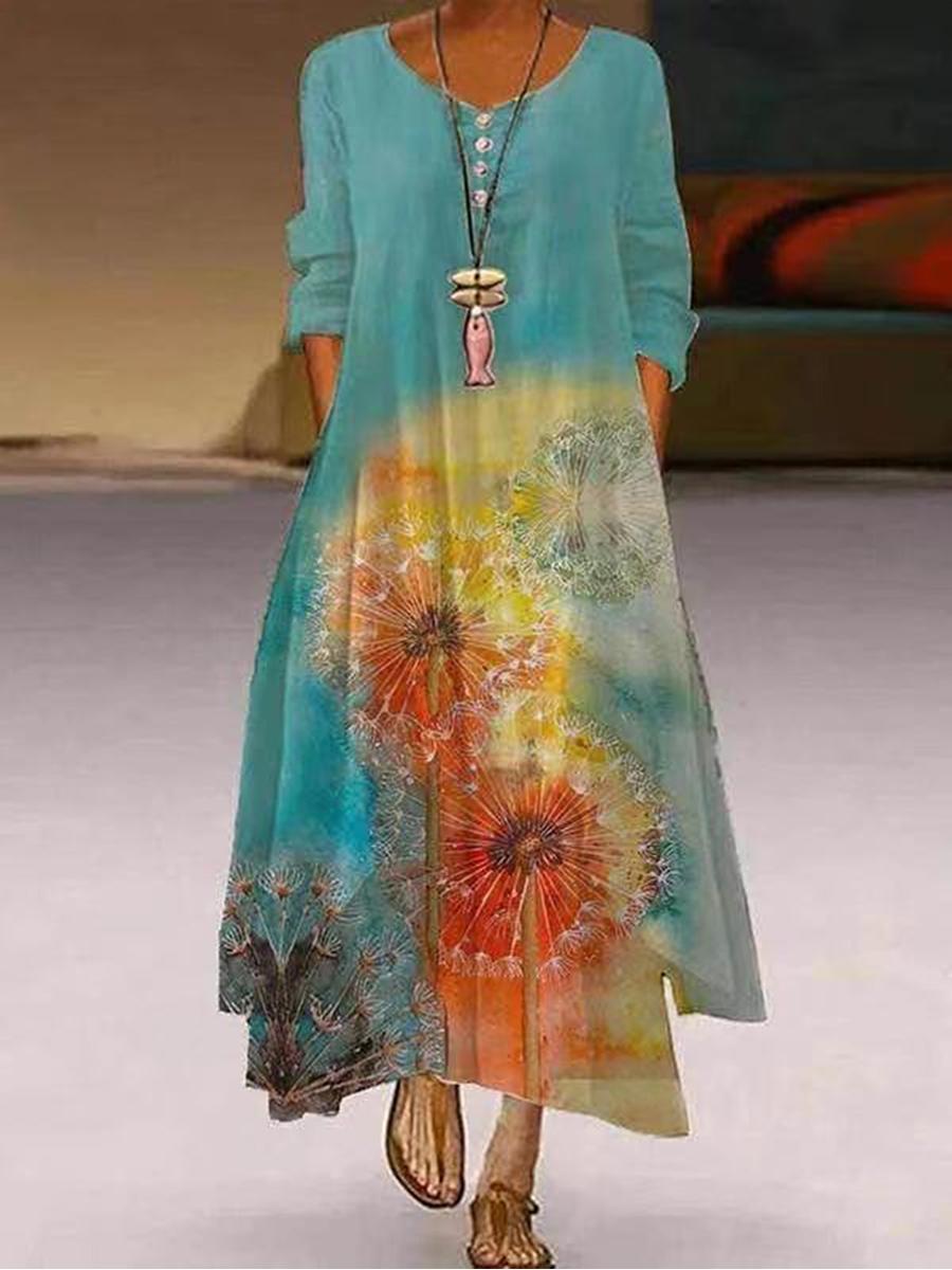 Variety Of Multi-Color Printing Irregular Dress