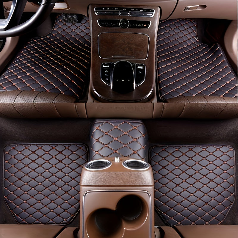 5pcs Car Floor Mats Universal Waterproof  Front Rear Full Set Auto Rugs Leather Car Carpet  Accessories Interior