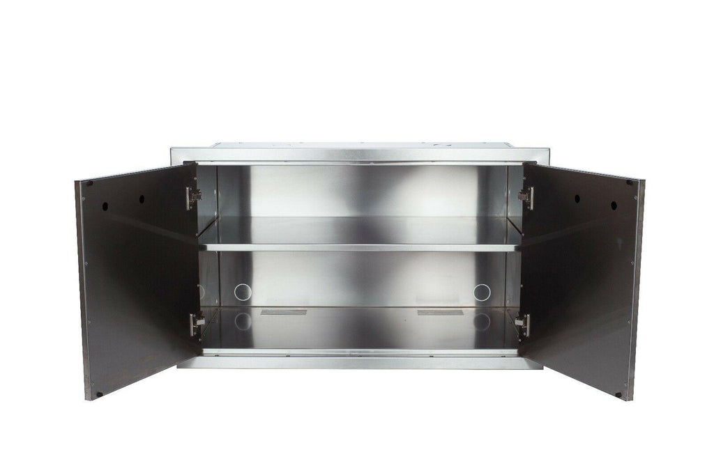 36" x 22" Outdoor Enclosed Cabinet Double Walled with Shelf Unit, BBQ Island USA