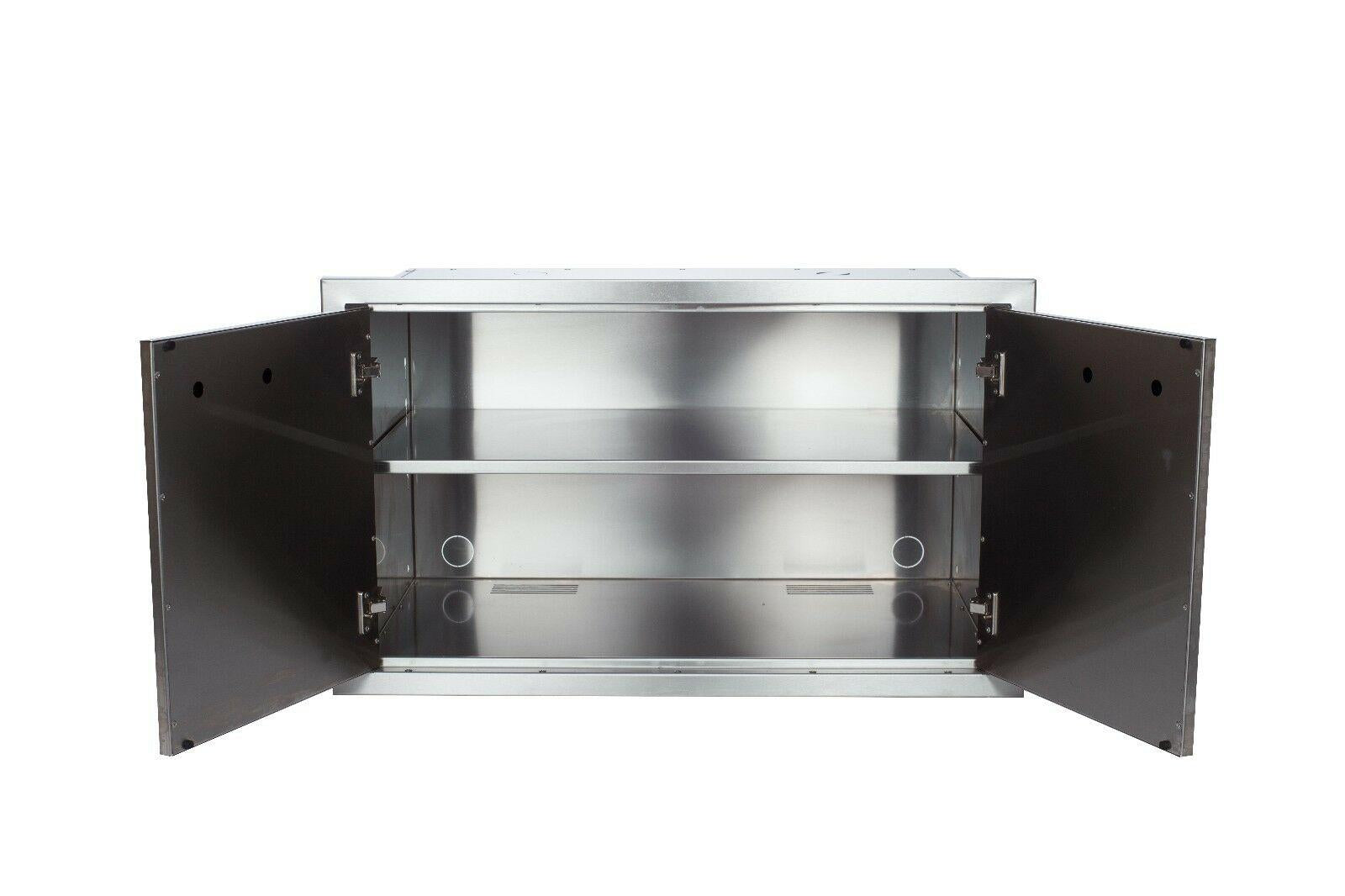 36" x 22" Outdoor Enclosed Cabinet Double Walled with Shelf Unit, BBQ Island USA