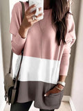 Casual Color Matching Crew Neck Long Sleeves T-shirt