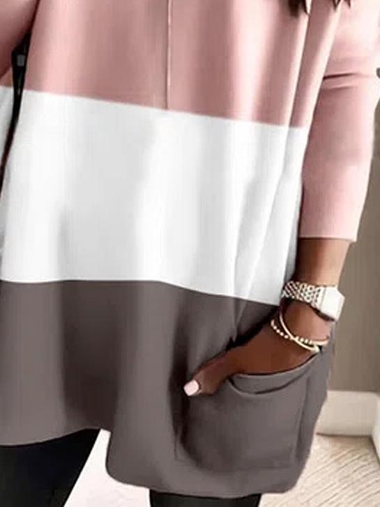 Casual Color Matching Crew Neck Long Sleeves T-shirt