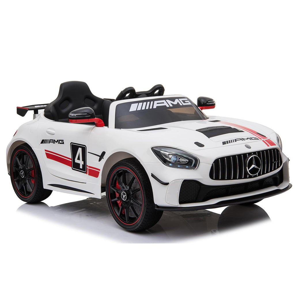 Mercedes Benz AMG GT4 Electric Ride On Car with Remote Control for Kids, 12V Power Battery Official Licensed Kids Car with 2.4G Radio Parental Control Opening Doors